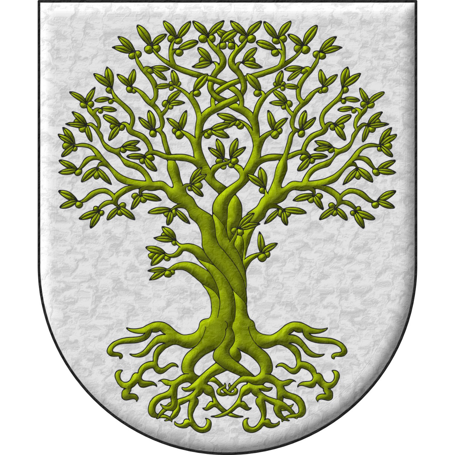 Argent, an olive tree eradicated Vert.