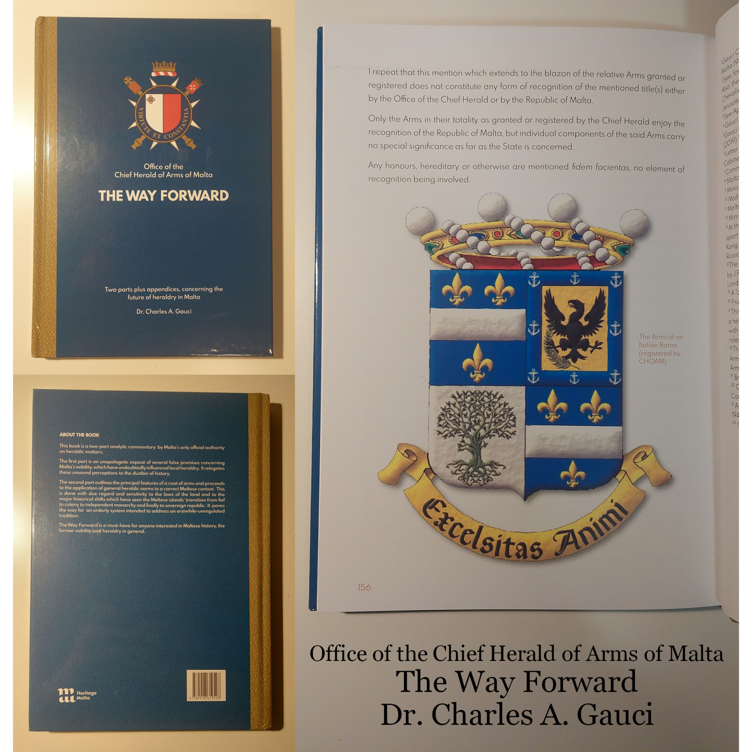 In the book «The Way Forward» by Dr. Charles A. Gauci, the Chief Herald of Arms of Malta, the arms of Baron Michele Tollis Olivari, which were emblazoned by me, are featured on page 156. It has been an immense honor for me